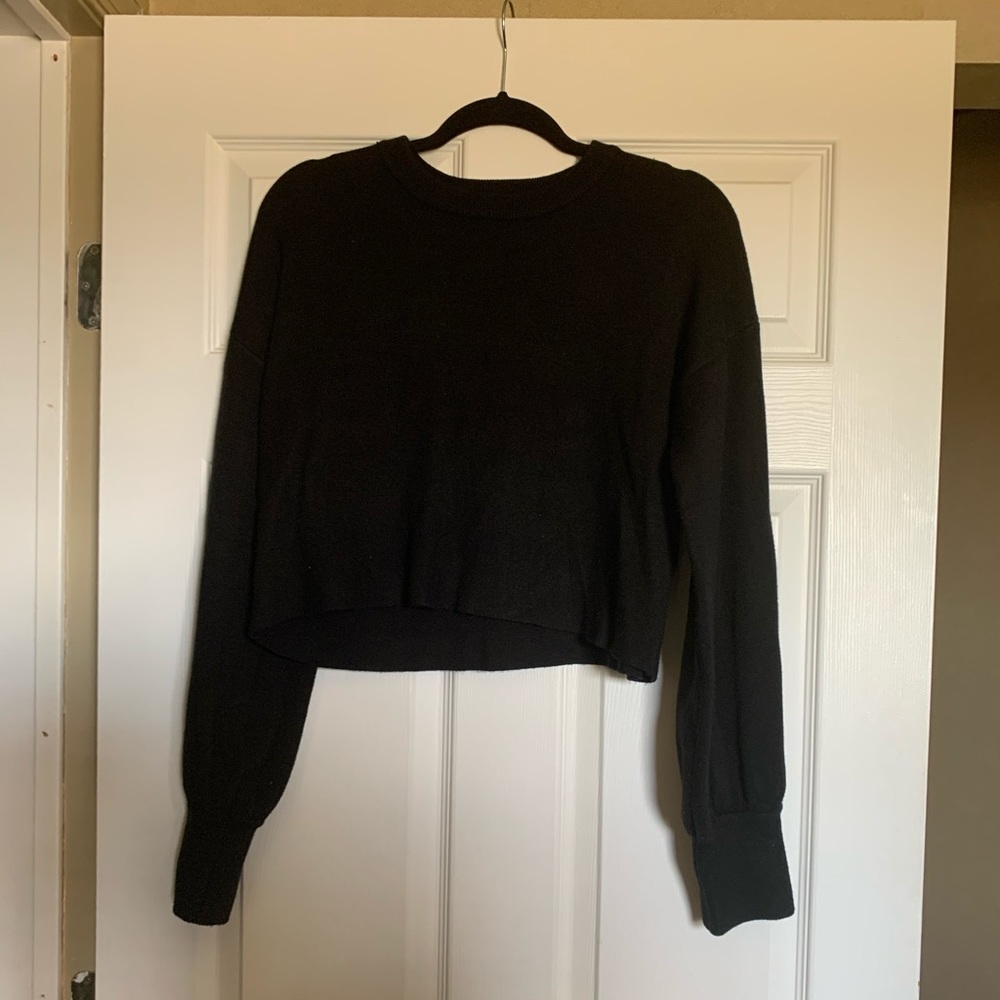 Planet Blue Sage the Label Cropped Black Sweater